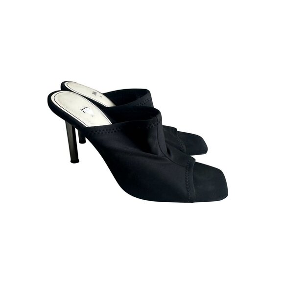 ZARA Black Strech Sandals Heels Size 7.5 / 38 - Picture 3 of 11